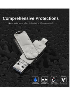 ماركة غير محددة محرك أقراص فلاش USB معدني سعة 2 تيرابايت 3.0 لأجهزة iPhone وMac مزود بفتحة مفتاح 4 في 1 OTG Type A USB + Lightning + Micro USB لأجهزة Android وIos وأجهزة الكمبيوتر الشخصية وأجهزة الكمبيوتر والسيارات وأجهزة الكمبيوتر المحمولة  - Image 2