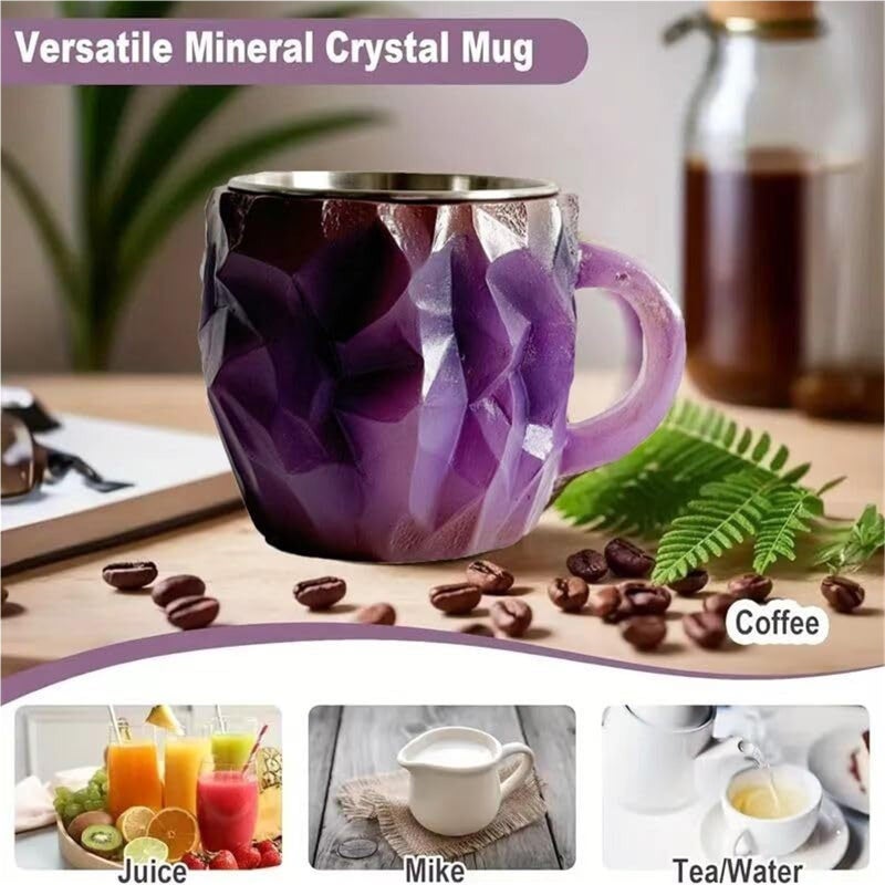 Ylapagne Mineral Crystal Coffee Mugs, Purple Natural 3D Mineral Rock Coffee Mugs With Handle for Milk Tea Hot Chocolate Home Office - Image 5