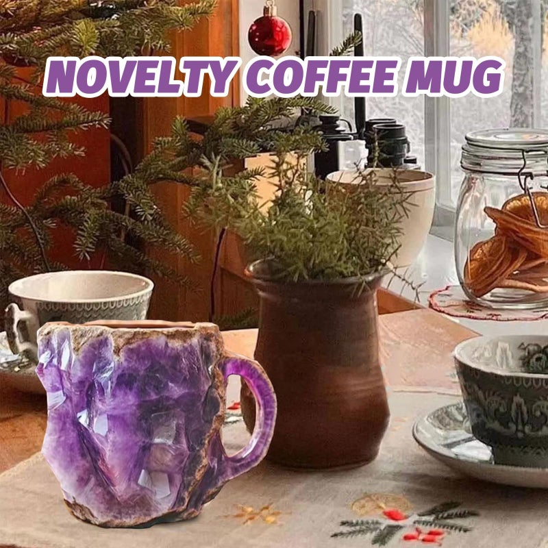 Ylapagne Mineral Crystal Coffee Mugs, Purple Natural 3D Mineral Rock Coffee Mugs With Handle for Milk Tea Hot Chocolate Home Office - Image 4
