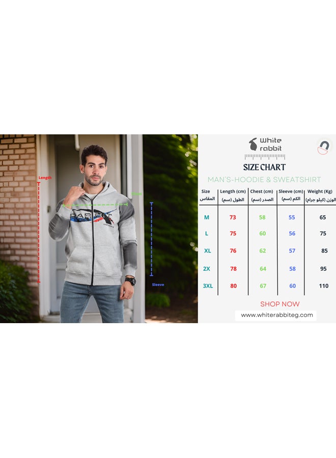 WHITE RABBIT Front Zipper Winter Zip Through Sweatshirt - Image 5