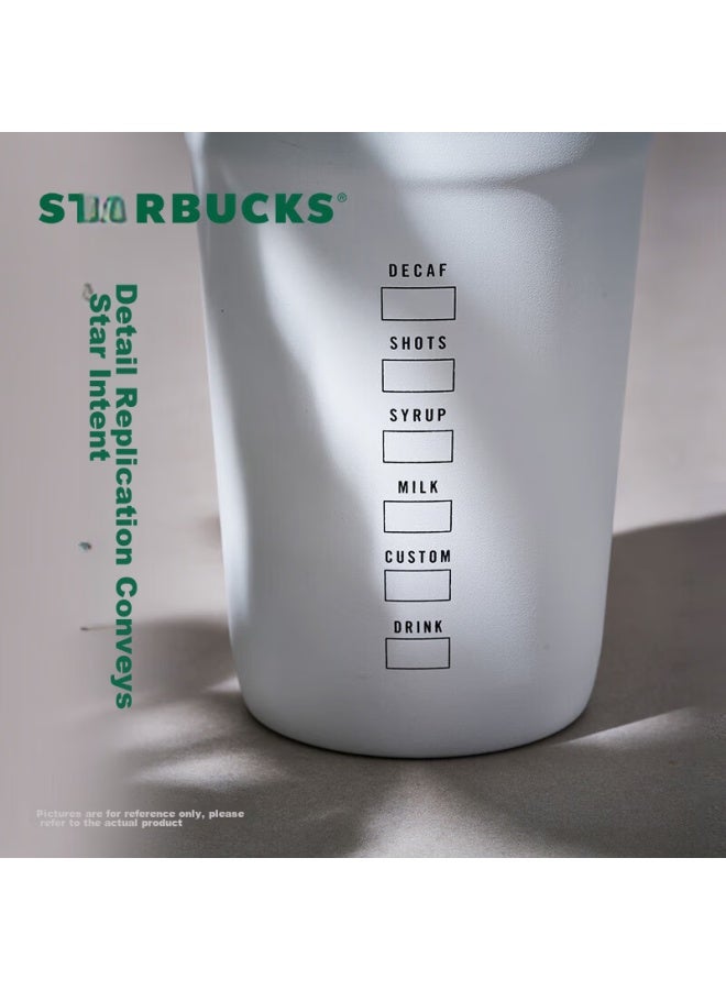 Starbucks كوب ستاربكس المعزول 355 مل، كوب قهوة، زجاجة ماء للرجال والنساء، تصميم أبيض ثلجي، هدية مهرجان تشيشي - Image 3