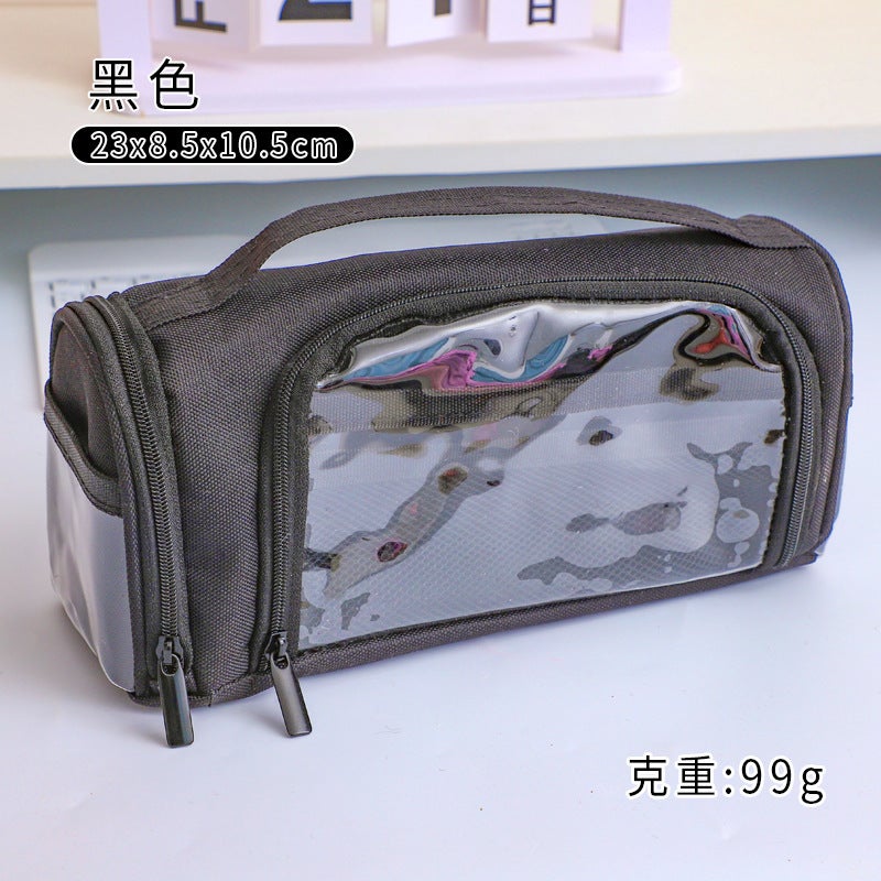 Front Window Pencil Bag New Style Cute And Cute Large Capacity Student Transparent 2025 Pencil Bag Girls Boys Office Cosmetics Bag - Image 1