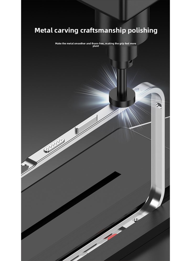 Apple iPhone 17 Pro Frame with Lens Phone Case Metal Bare Metal Feel Seahorse Buckle Anti-Scratch Camera Control Cover Ultra-Thin Metal Protective Case (Silver) - Image 5