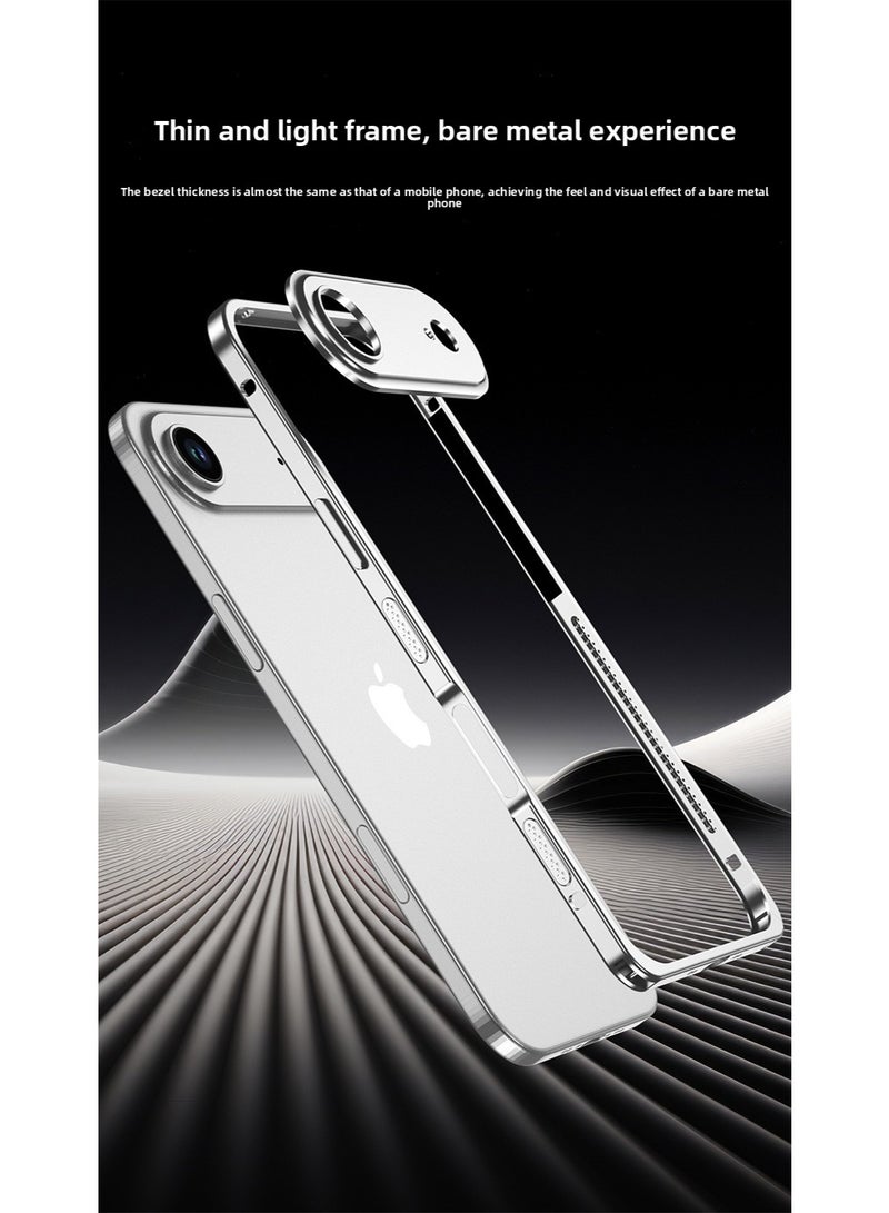 Apple iPhone 17 Pro Frame with Lens Phone Case Metal Bare Metal Feel Seahorse Buckle Anti-Scratch Camera Control Cover Ultra-Thin Metal Protective Case (Silver) - Image 4