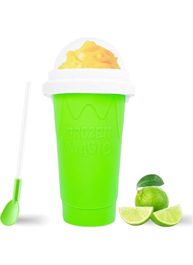 HOOKOR DIY Slushy Maker Cup,Magic Quick Frozen Smoothies Cup, Cooling Cup, Double Layer Squeeze Slushy Maker Cup, Homemade Milk Shake Ice Cream Maker (Green)  - Image 1
