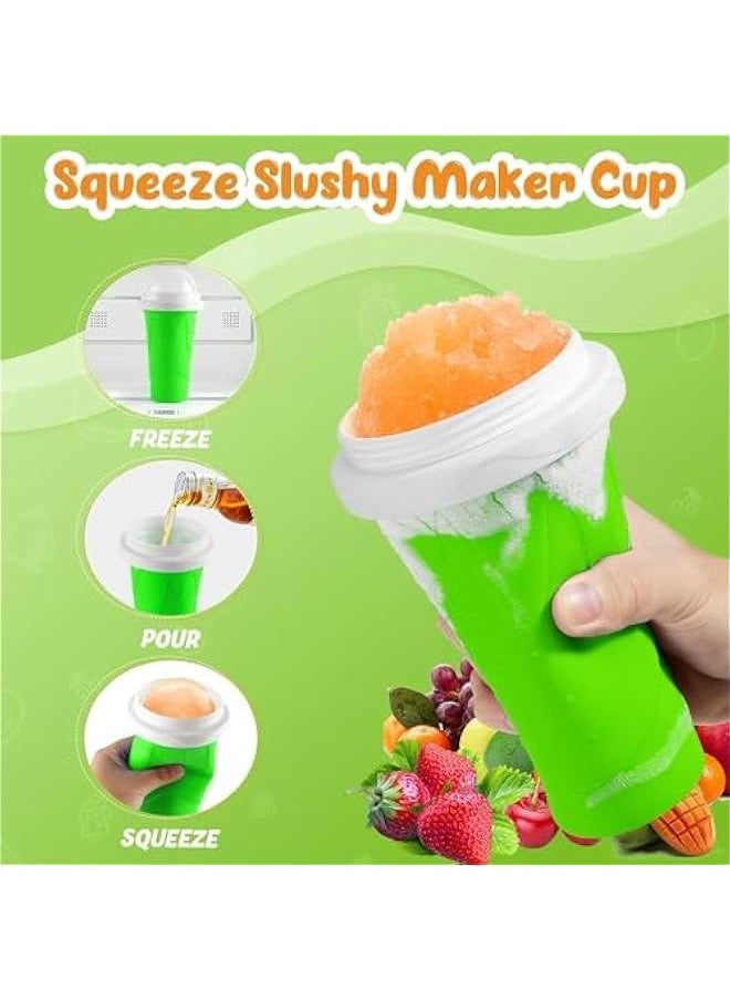 HOOKOR DIY Slushy Maker Cup,Magic Quick Frozen Smoothies Cup, Cooling Cup, Double Layer Squeeze Slushy Maker Cup, Homemade Milk Shake Ice Cream Maker (Green)  - Image 3