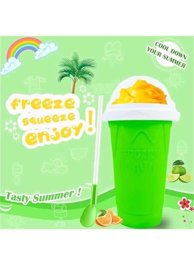 HOOKOR DIY Slushy Maker Cup,Magic Quick Frozen Smoothies Cup, Cooling Cup, Double Layer Squeeze Slushy Maker Cup, Homemade Milk Shake Ice Cream Maker (Green)  - Image 5