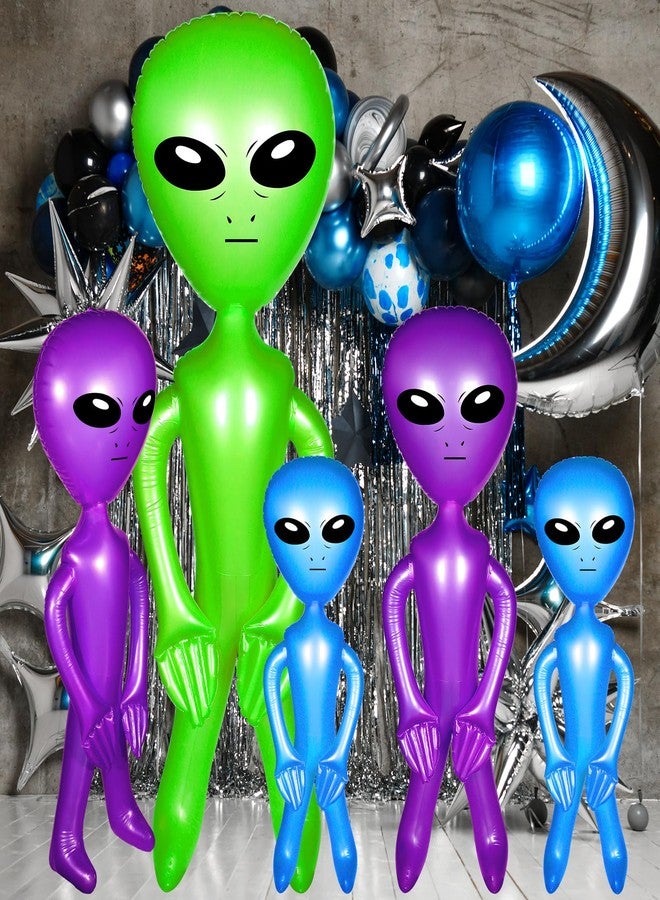 سيماتن مجموعة من 6 بالونات فضائية قابلة للنفخ من Seematn، زينة حفلات أعياد ميلاد فضائية عملاقة، لعبة جامبو قابلة للنفخ لحفلات الصيف وحمامات السباحة والهالوين، دعائم للصور، 63 بوصة و31.5 بوصة و24 بوصة (أخضر، بنفسجي، أزرق) - Image 5