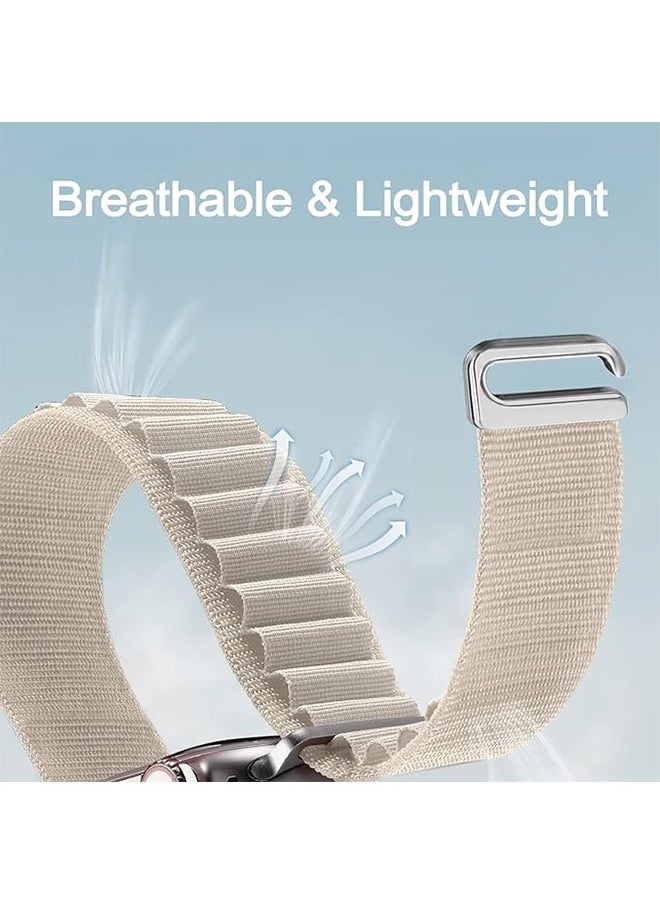 LINJIE 3 Pack Trail Loop Compatible With Apple Watch Straps 42mm 44mm 45mm 49mm For Women Men,Adjustable Sport Elastic Nylon Strap For Iwatch Series Ultra/Se/8/7/6/5/4/3/2/1,Off white/Orange/green  - Image 3