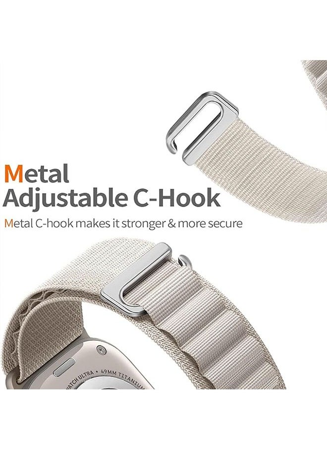 LINJIE 3 Pack Trail Loop Compatible With Apple Watch Straps 42mm 44mm 45mm 49mm For Women Men,Adjustable Sport Elastic Nylon Strap For Iwatch Series Ultra/Se/8/7/6/5/4/3/2/1,Off white/Orange/green  - Image 4