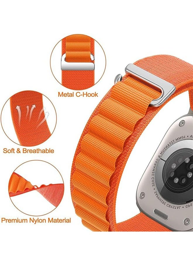 LINJIE 3 Pack Trail Loop Compatible With Apple Watch Straps 42mm 44mm 45mm 49mm For Women Men,Adjustable Sport Elastic Nylon Strap For Iwatch Series Ultra/Se/8/7/6/5/4/3/2/1,Off white/Orange/green  - Image 2