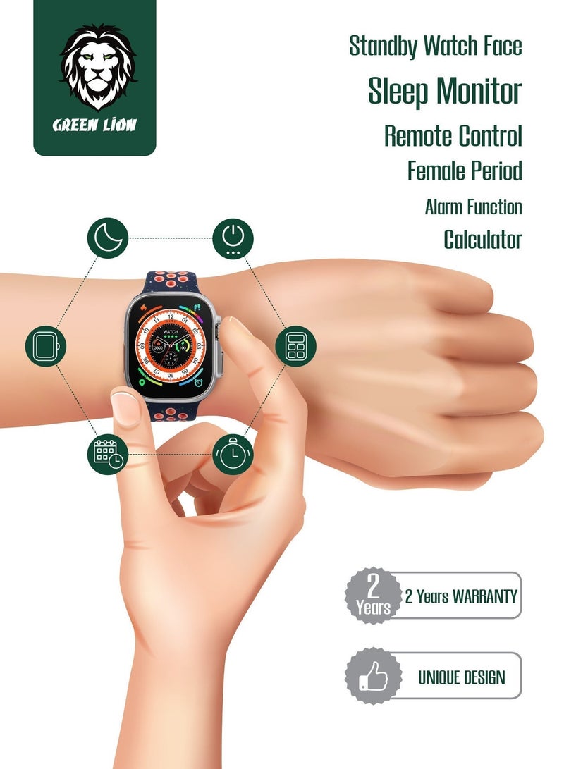 جرين ليون ساعة ذكية، شاشة بحجم 2.01 بوصة، اتصال عبر البلوتوث، وظيفة النقر المزدوج (Double Tap)، مقاومة للماء، مراقبة النوم، خاصية الشاشة التي تعمل دائماً (Always on Display)، متوافقة مع ChatGPT، إشعارات، تقنية NFC متعددة - لون برتقالي. - Image 5