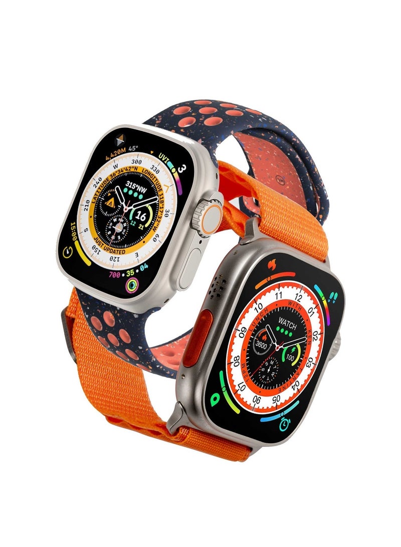 جرين ليون ساعة ذكية، شاشة بحجم 2.01 بوصة، اتصال عبر البلوتوث، وظيفة النقر المزدوج (Double Tap)، مقاومة للماء، مراقبة النوم، خاصية الشاشة التي تعمل دائماً (Always on Display)، متوافقة مع ChatGPT، إشعارات، تقنية NFC متعددة - لون برتقالي. - Image 1