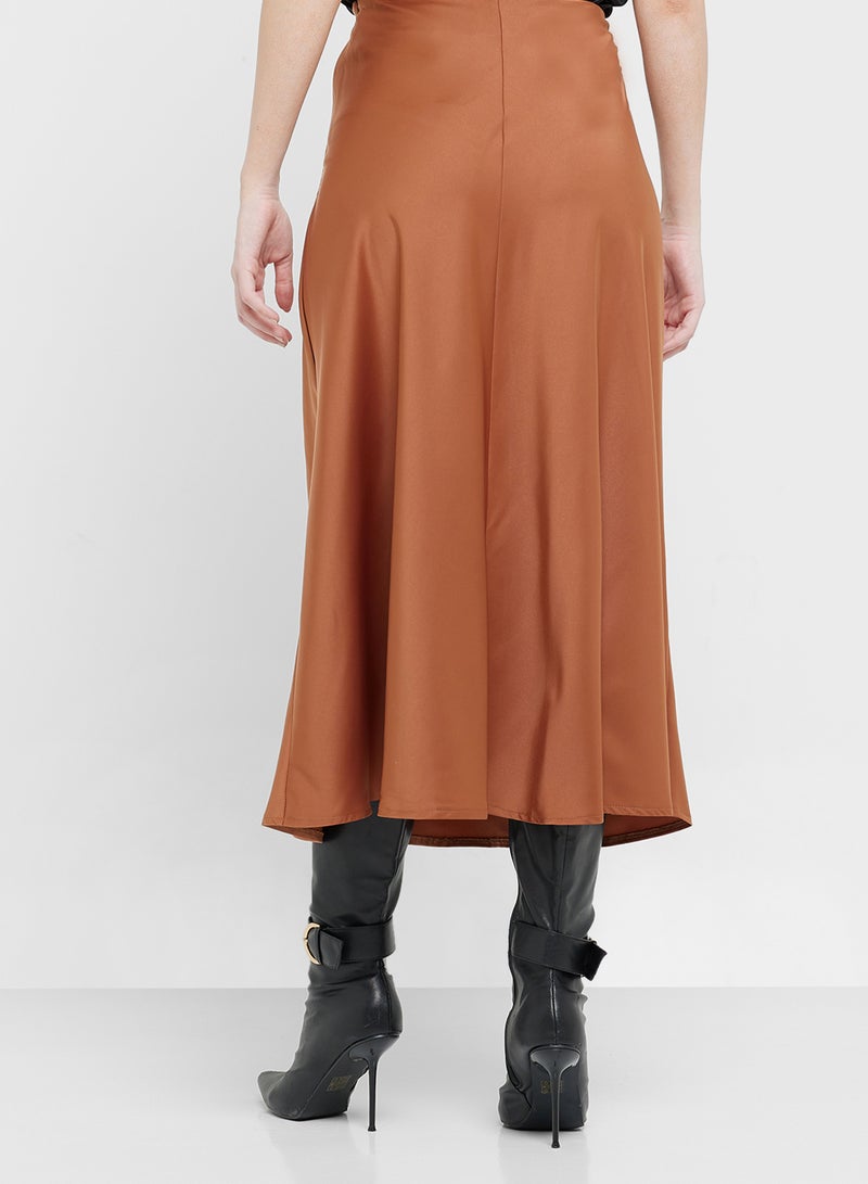 ELLA Satin Skirt With Slit  - Image 3