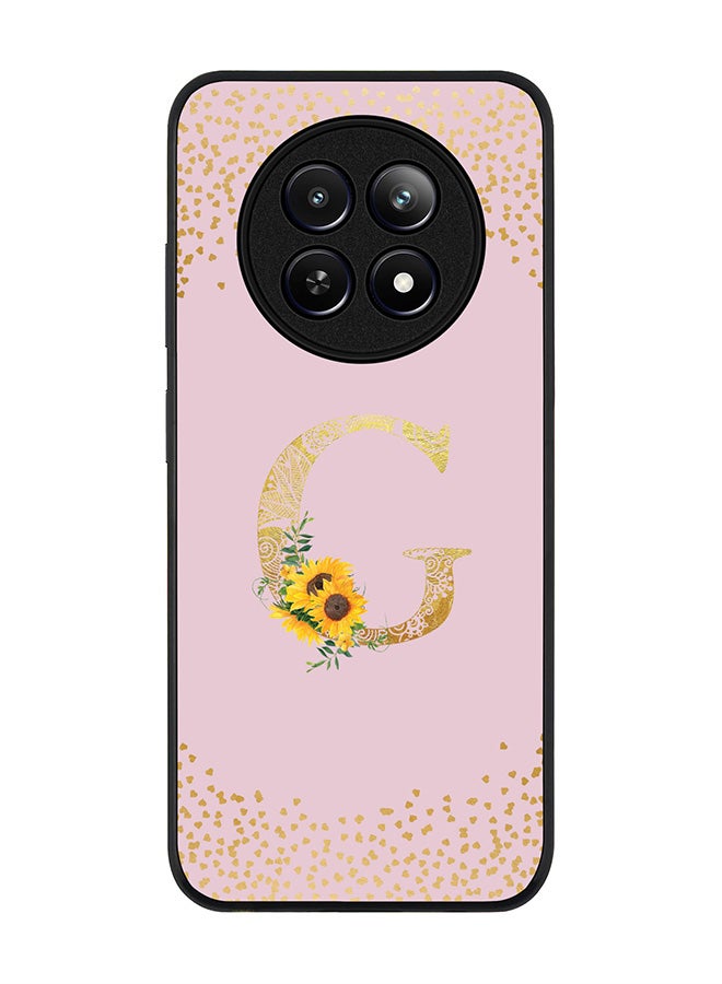 Stylizedd Rugged Black edge case for Realme 12 / Realme 12x, Slim fit Case Flexible Cover - Custom Monogram Initial Letter Floral Pattern Alphabet - G (Pink ) - Image 1