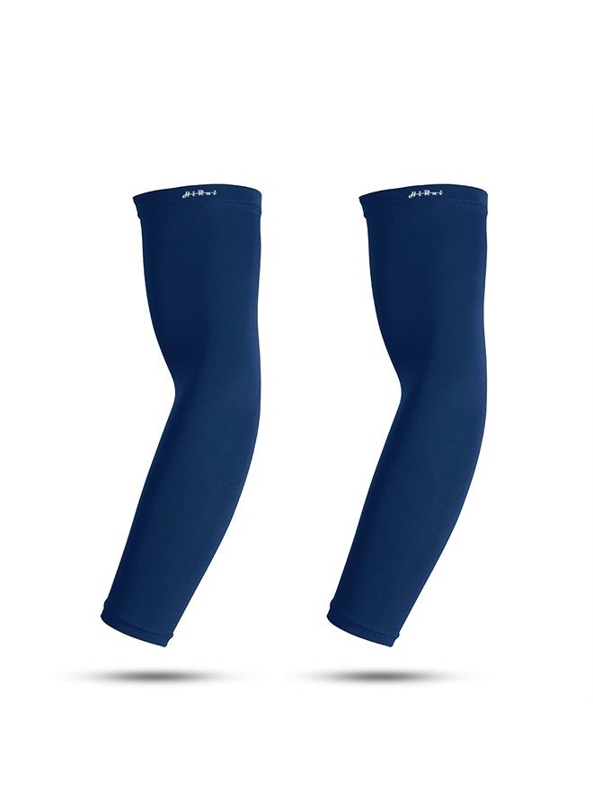 Cooling Arm Compression Sleeves for Men Women Youth Kids, UV Protection 20-30mmHG Support, Great for Running Cycling Basketball Golf Tattoo Cover, Breathable Moisture-Wicking (Navy Blue, Small)
