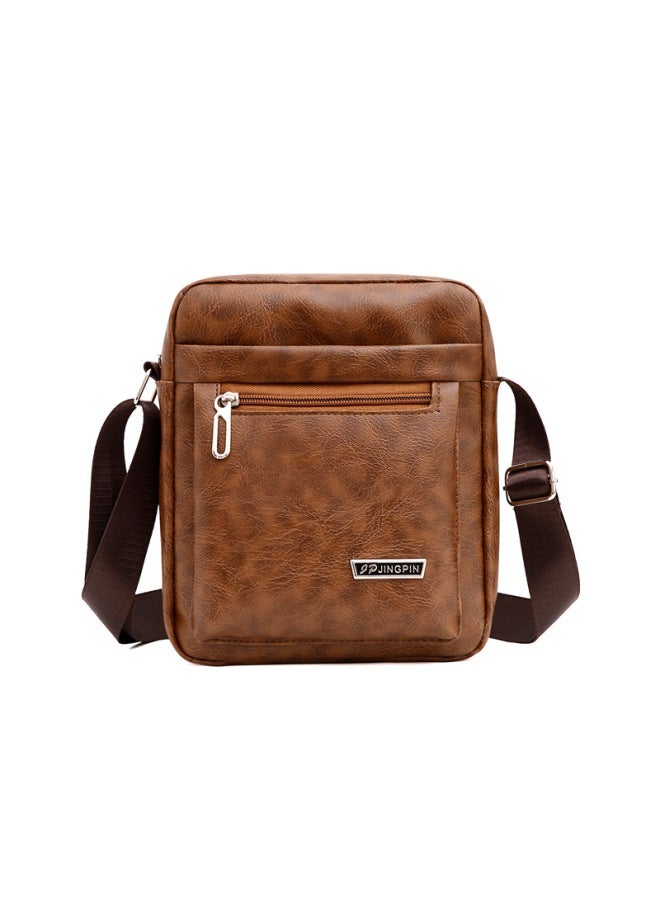 [Men's Shoulder Bag] Korean Large Capacity PU Leather Men's Shoulder Bag Men's Messenger Bag Wholesale-Color:Brown - Image 3