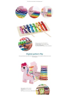 Generic Kangaroo Cute Three-In-One Children'S Wooden Multifunctional Octave Piano, Calculation Frame Educational Beaded Early Education Toy  - Image 4