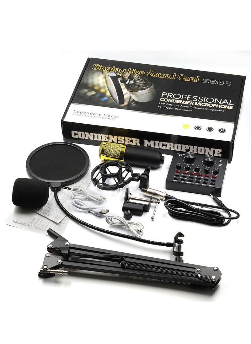 Sharpdo - Podcast Equipment Bundle BM-800 Mic Kit with Live Sound Card Adjustable Mic Suspension Scissor Arm Metal Shock Mount and Double-Layer Pop Filter for Studio Recording & Broadcasting - Image 1