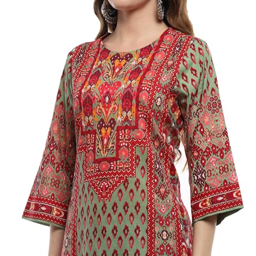 BIBA Women's Green Cotton Straight Suit Set (SKDUZBEK9875AW24GRN - Image 3