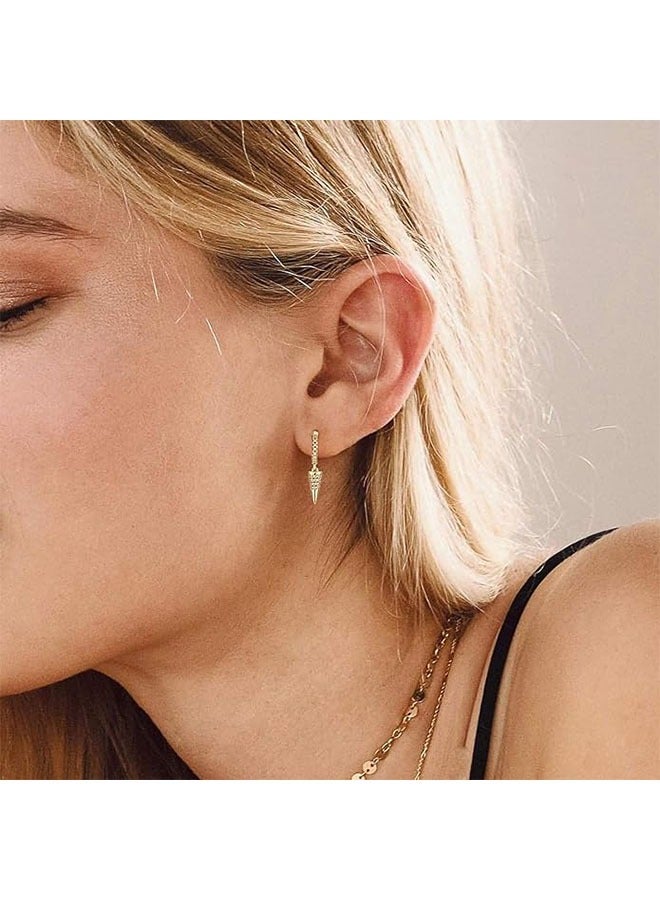 Mevecco Women Gold Huggie Hoop Earrings Dangle Drop 14K Gold Filled Small Boho Beach Simple Delicate Handmade Hypoallergenic Jewelry Gift - Image 2