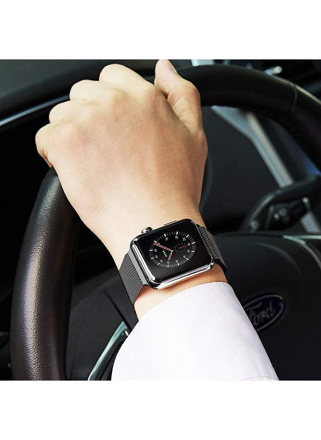 O Ozone - Milanese Loop Strap For Apple Watch Series 10 9 8 7 6 5 4 SE 38mm 40mm 41mm 42mm Stainless Steel Double Mesh Wristbands - Silver - Image 1
