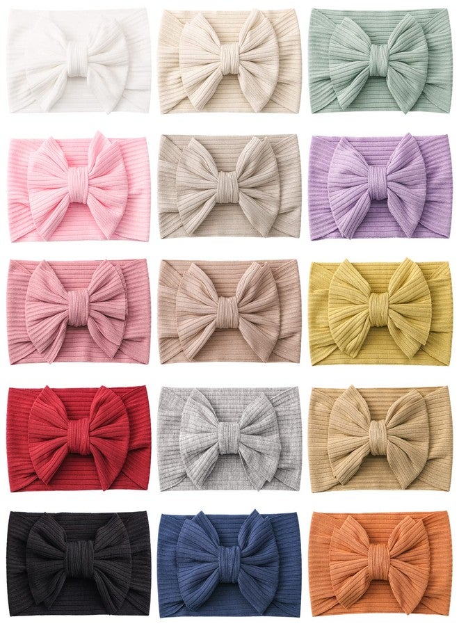 jollybows 15 PCS Baby Girls Headbands with Bows Handmade Hair Accessories Stretchy Hairbands for Newborn Infant Toddler - Image 1