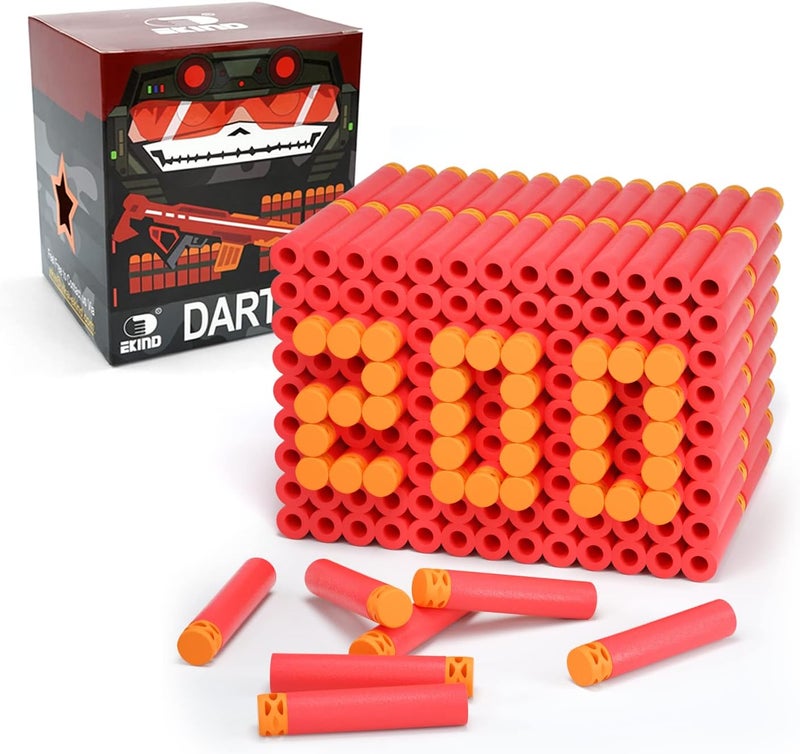 EKIND 200 Pcs Waffles Darts Refill Pack Foam Bullet Compatible for NERF N-Strike Series Blaster (Red) - Image 1