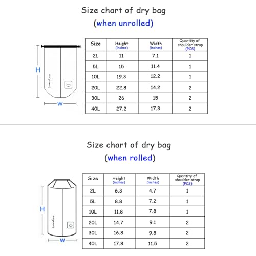 OMGear Waterproof Dry Bag Backpack Waterproof Phone Pouch 40L/30L/20L/10L/5L Floating Dry Sack for Kayaking Boating Sailing Canoeing Rafting Hiking Camping Outdoors Activities(Grey,20L) - Image 2