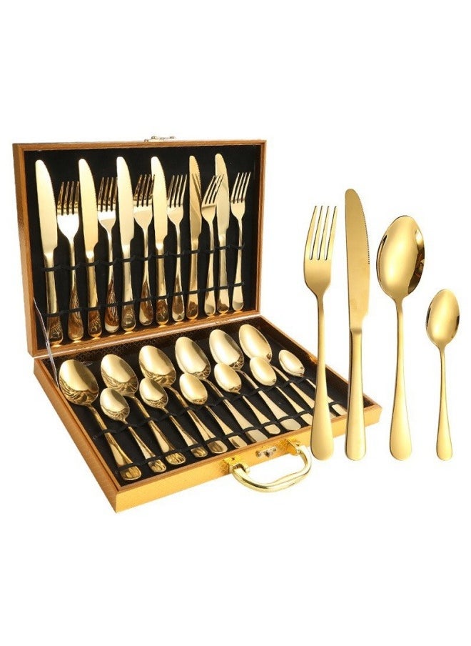 FPC 24 Piece Golden Western Food Gift Box Set Tableware Set For Home Kitchen Restaurant Hotel Gatherings Picnic Dining  - Image 1