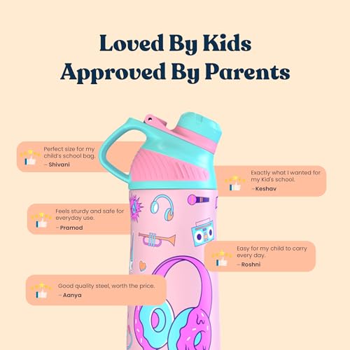Rabitat ZYLO 550ml Kids Water Bottle for School | 2-Year Brand Warranty | Magnetic Flip Cap, Leakproof | Triple Insulated Stainless Steel Thermosteel Flask | 24 Hrs Hot & Cold | Miss Butters - Image 5