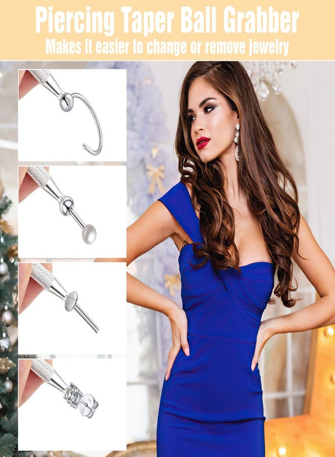 ElevateTech Piercing Taper Ball Grabber Tool for Changing Jewelry Flat Back Earrings Insertion Tool Threadless Insertion Pin Thread Body Piercing Kit for Ear Nose Lip for Ear Nose Navel Eyebrow Tongue - Image 4
