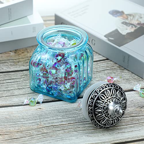 SOCOSY Vintage Crystal Glass Candy Jar with Lid Food Jar Nut Jar Jewelry Box Wedding Candy Buffet Jars Kitchen Storage Assorted Color 24 oz - Image 4