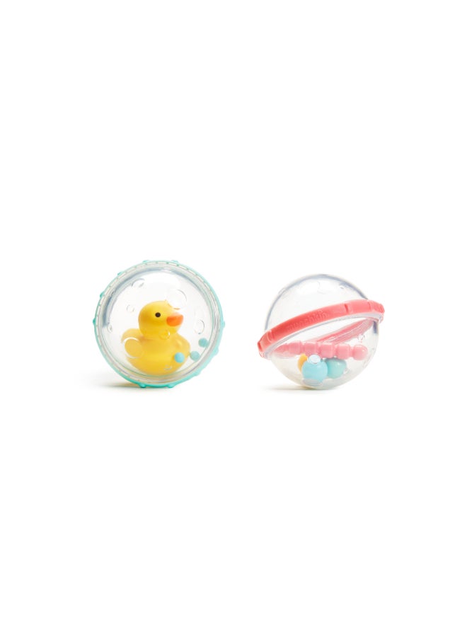 مونشكين Munchkin Float & Play Bubbles 2 Pack 4M+ Duck Baby Bath Toys with Rattle, Spin & Sensory Play Features - Image 1