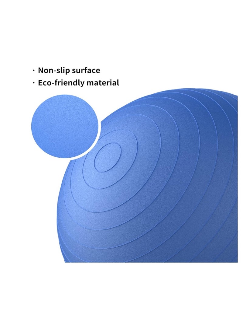 Cyber Exercise Ball Anti-Burst Yoga Ball Chair with Quick Pump Slip Resistant Gym Ball Supports 500KG Balance Ball for Pilates Yoga Birthing Pregnancy Stability Gym Workout Training, 55cm -dark blue - Image 2