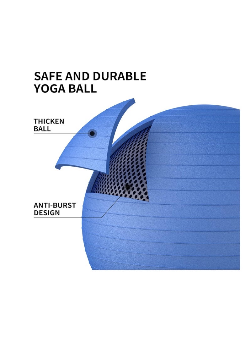 Cyber Exercise Ball Anti-Burst Yoga Ball Chair with Quick Pump Slip Resistant Gym Ball Supports 500KG Balance Ball for Pilates Yoga Birthing Pregnancy Stability Gym Workout Training, 55cm -dark blue - Image 3