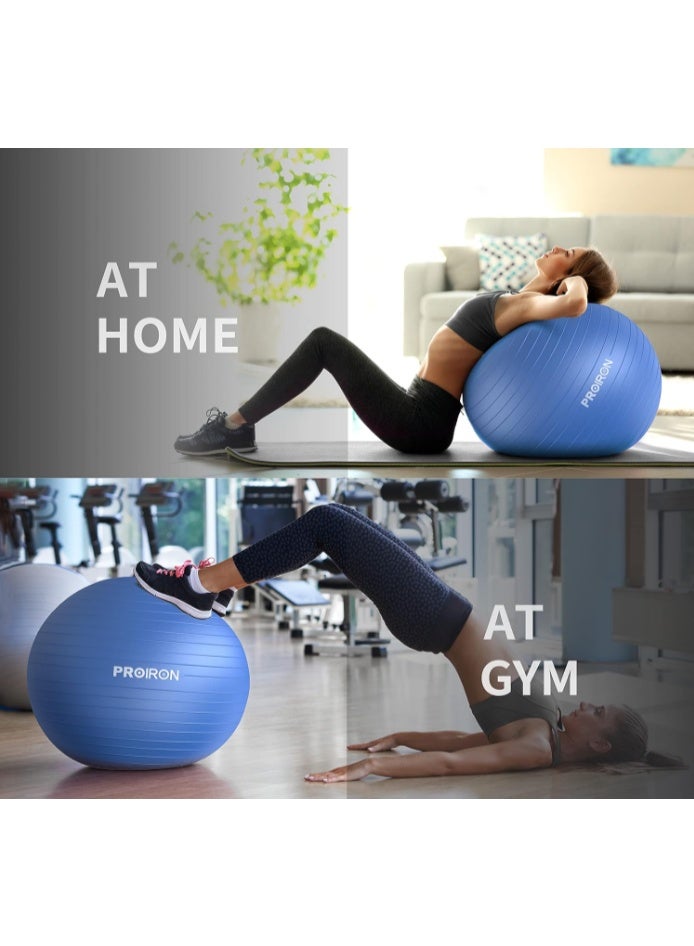Cyber Exercise Ball Anti-Burst Yoga Ball Chair with Quick Pump Slip Resistant Gym Ball Supports 500KG Balance Ball for Pilates Yoga Birthing Pregnancy Stability Gym Workout Training, 55cm -dark blue - Image 4