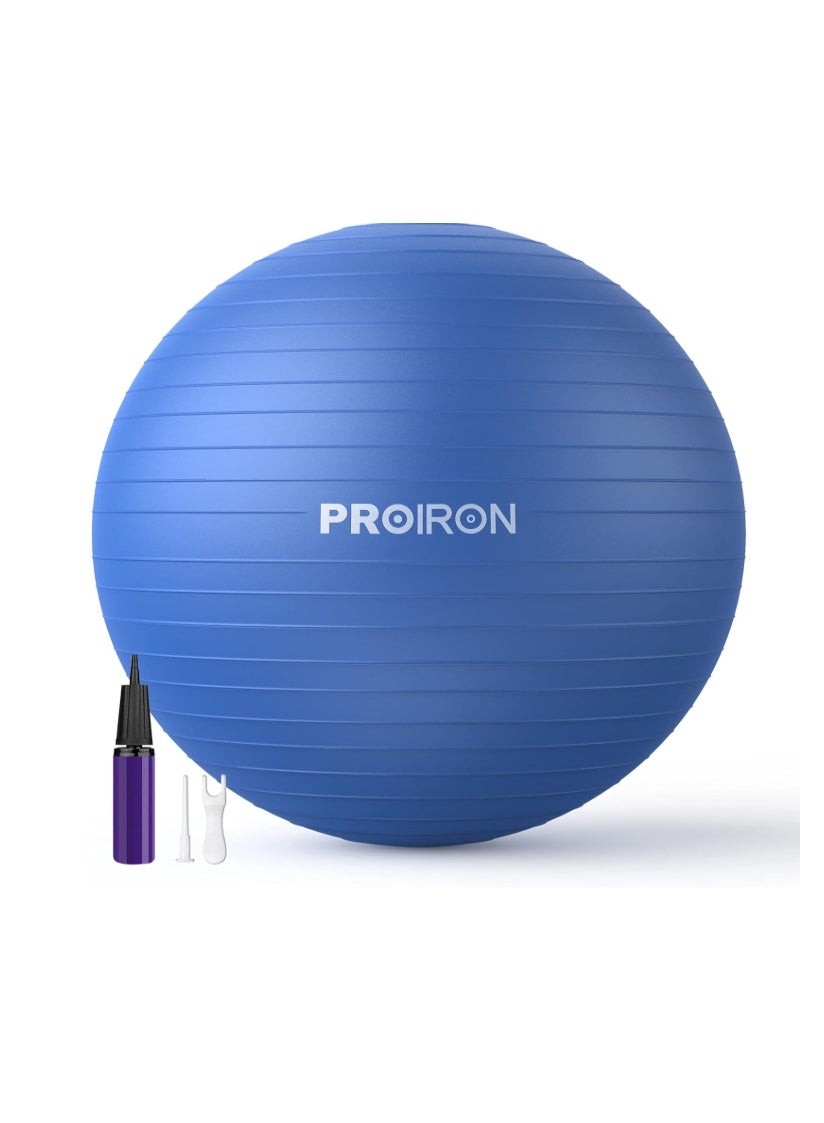 Exercise Ball Anti-Burst Yoga Ball Chair with Quick Pump Slip Resistant Gym Ball Supports 500KG Balance Ball for Pilates Yoga Birthing Pregnancy Stability Gym Workout Training, 55cm -dark blue
