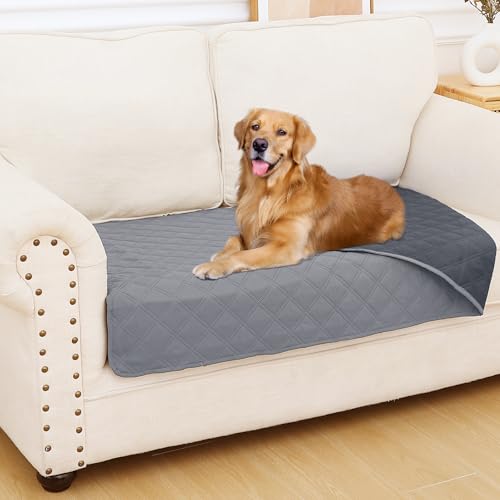Smiry Waterproof Dog Bed Cover Pet Blanket Soft Washable Dog Blanket for Furniture Bed Couch Sofa Reversible Checkered 30x53 GreyDark Grey - Image 1