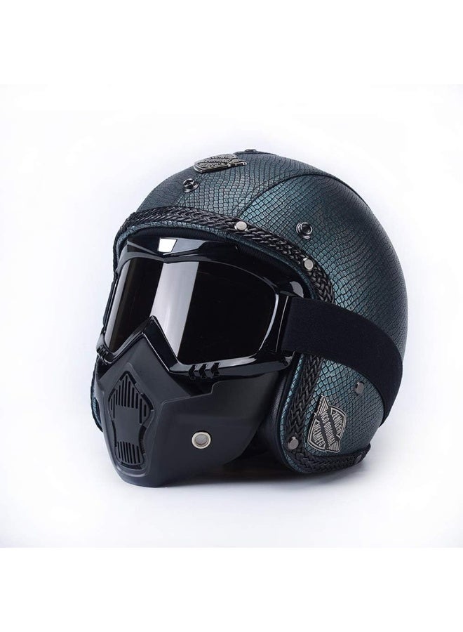 Womdee Motorcycle Helmet Riding Goggles Glasses With Removable Face Mask,Detachable Fog-proof Warm Goggles Mouth Filter Adjustable Non-slip Strap Vintage Bullet Fight Motocross - Image 2