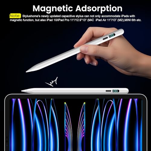 STYLUSHOME iPad Pencil 2025-2018, LED Display Fast Charge Stylus Pen with Palm Rejection & Tilt Sensitivity, Compatible for iPad A16 11/10/9/8/7/6, Pro 11"/12.9"/13''/M4, Air M3/M2/5/4/3, Mini 7/6/5 - Image 5