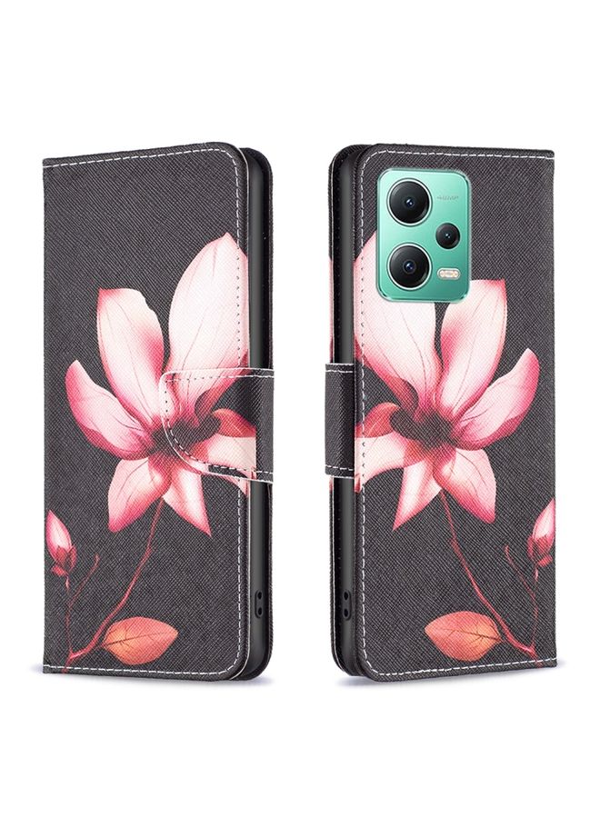 HuHa Case Cover For Xiaomi Redmi Note 12 Global Colored Drawing Pattern Leather Phone Case Lotus 