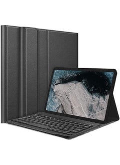 Keyboard Case for Nokia T20 2021 (Model TA-1392 TA-1394 TA-1397), Slim Lightweight Folio PU Leather Stand Case with Magnetically Detachable Wireless Keyboard for Nokia T20 10.4" Tablet, Black