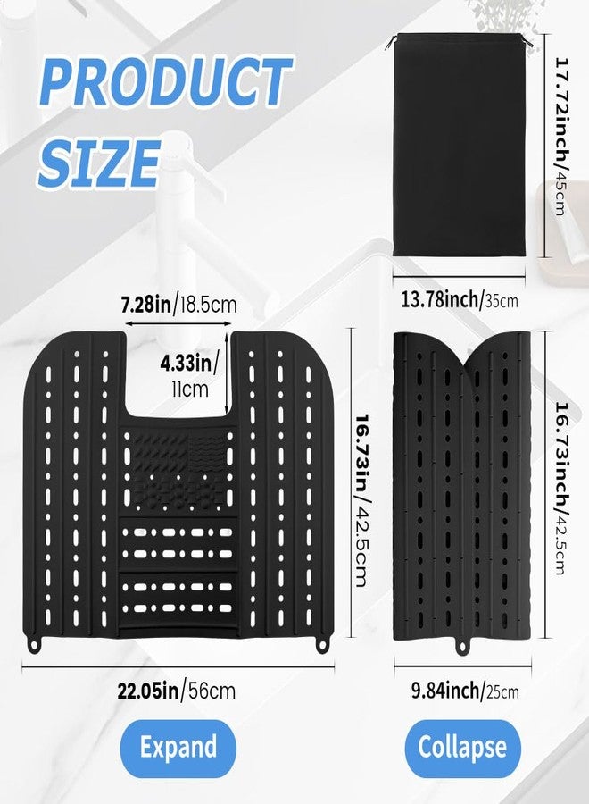 Kryslanix Bathroom Sink Cover for Counter Space With Storage Bag, 22 * 17" Foldable Sink Cover,Silicone Beauty Makeup Brush Cleaning Mat,for Counter Space & Storage Saver(black) - Image 2