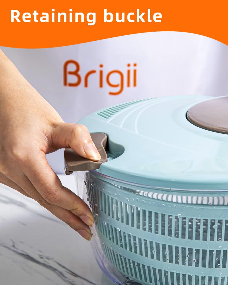 Brigii Salad Spinner, 4.24 Quart Lettuce Spinner with Double Drainage Holes, Salad Dryer for Washing, Spinning, and Draining Greens, Fruits, and Vegetables - Image 4