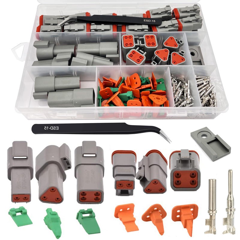 Twippo Deutsch Connector Kit 18 Sets 234 Pin DT Connector Kit Automotive Electrical Waterproof Wire Connectors Electrical Connectors Kit with 16 Stamped Contacts for Car RV Truck Wiring 2216AWG - Image 2