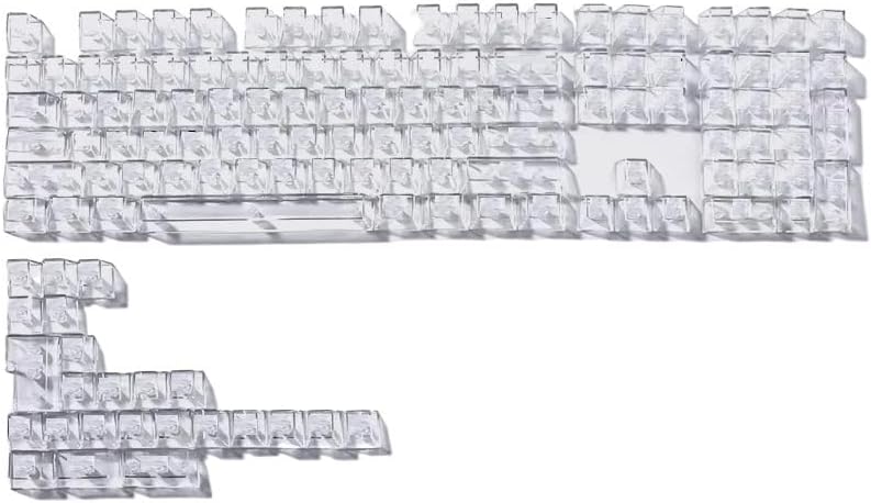 132 Keys Full Transparent PC Keycaps, Cherry Profile White Side UV Printing, Crystal Side Print Keycaps Compatible with MX Switches(Clear,No Print) - Image 1