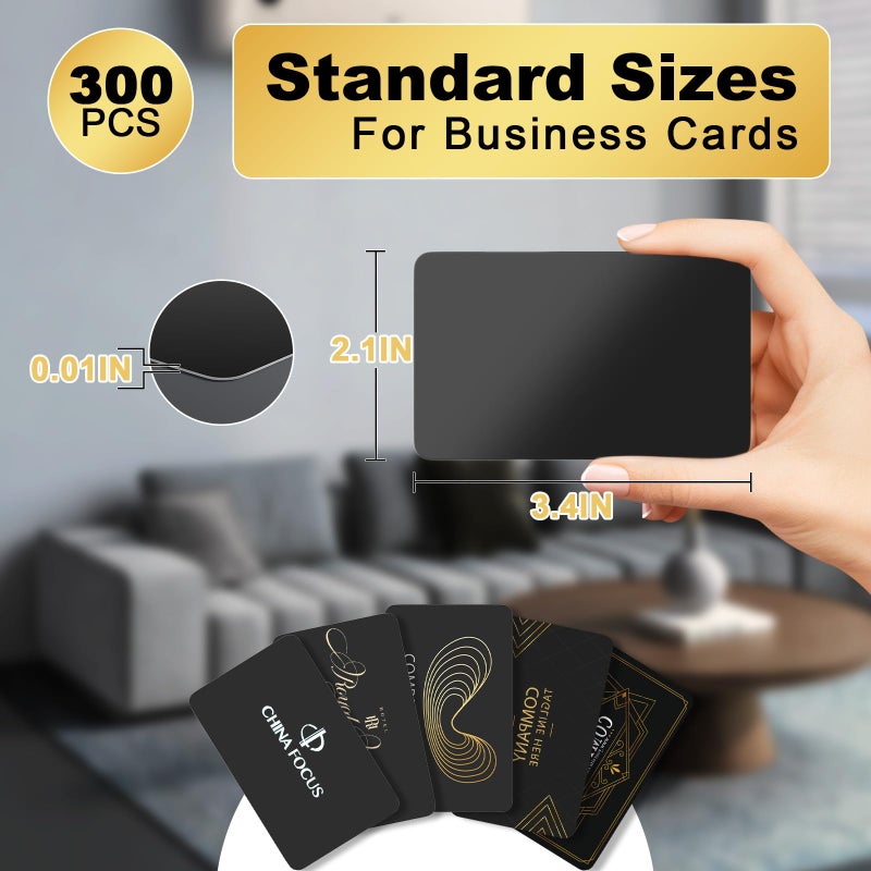 Danghyuk 300 Pcs Metal Business Cards Black Metal Business Card Blanks for CNC Engraver Laser Engraving Reliable and Sturdy Multipurpose Aluminium Business Card Blanks Thickness 0.01 Inch - Image 2