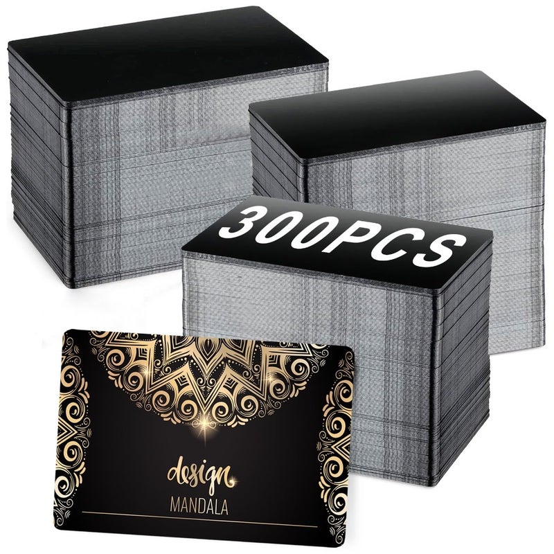 Danghyuk 300 Pcs Metal Business Cards Black Metal Business Card Blanks for CNC Engraver Laser Engraving Reliable and Sturdy Multipurpose Aluminium Business Card Blanks Thickness 0.01 Inch - Image 1