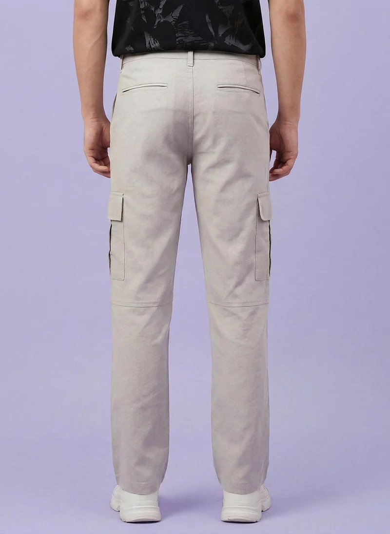 Being Human Grey Men Relaxed Straight Leg Cargos Trousers for Men | Best Price UAE